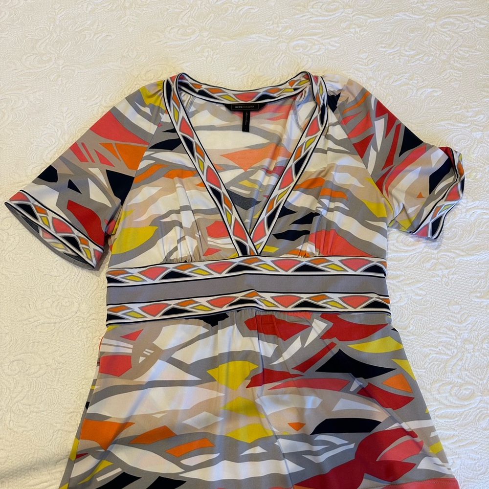 BCBGMaxAzria Abstract V-Neck Blouse